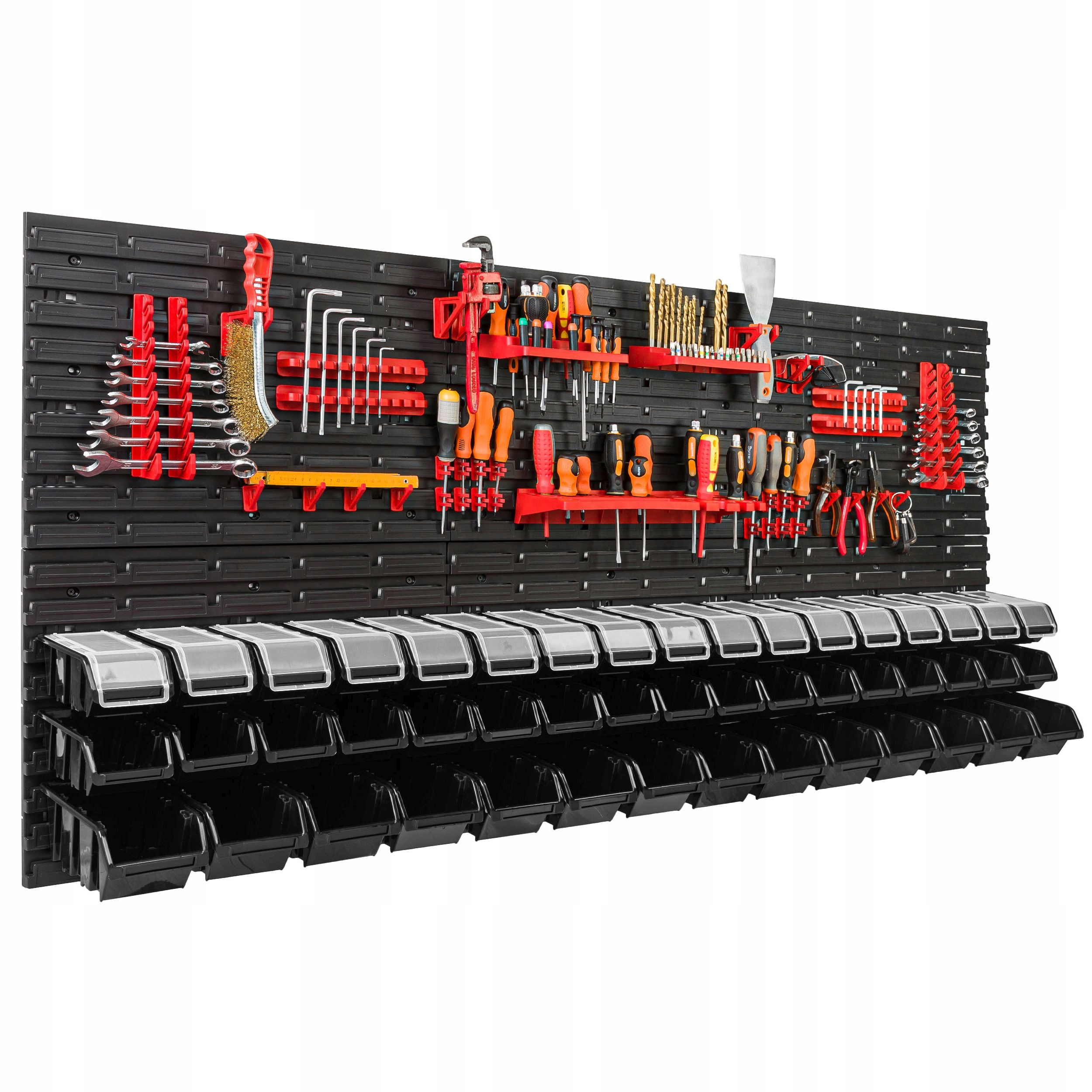 Dílenská nástěnná deska panel 172 x 78 cm 48 boxů přihrádek
