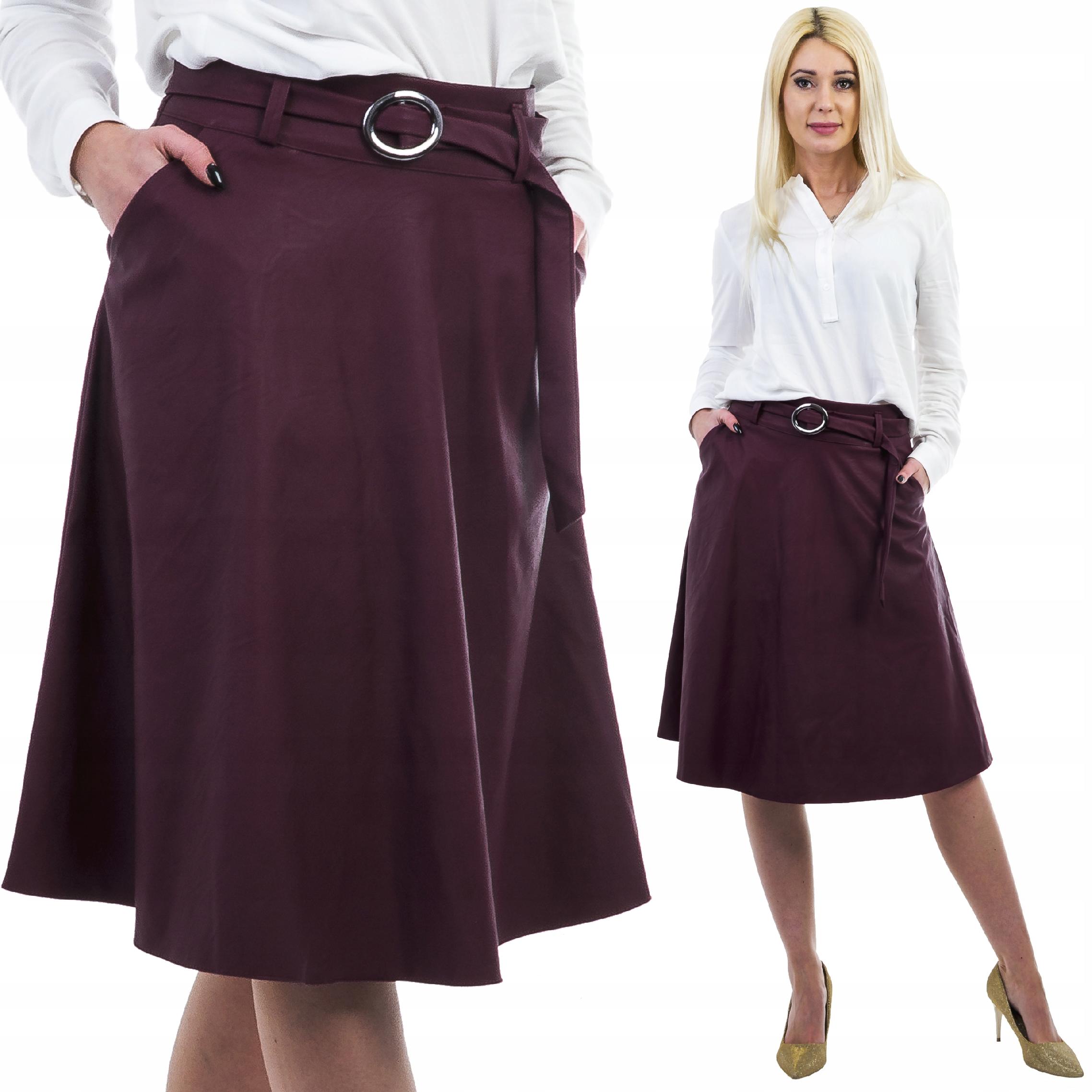 

D417 Spódnica Rozkloszowana Eko Skóra Bordo r. 40