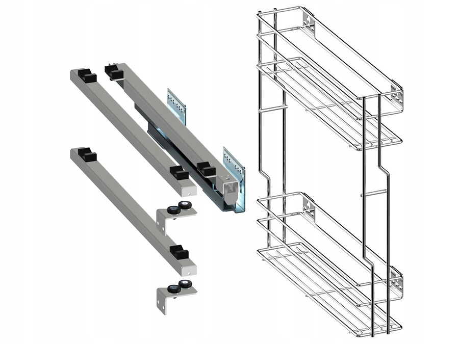 Výsuvný Nákladný Kôš Do Skrinky 15 Rejs Multi Strieborný 2P Pusch Open Bočný P