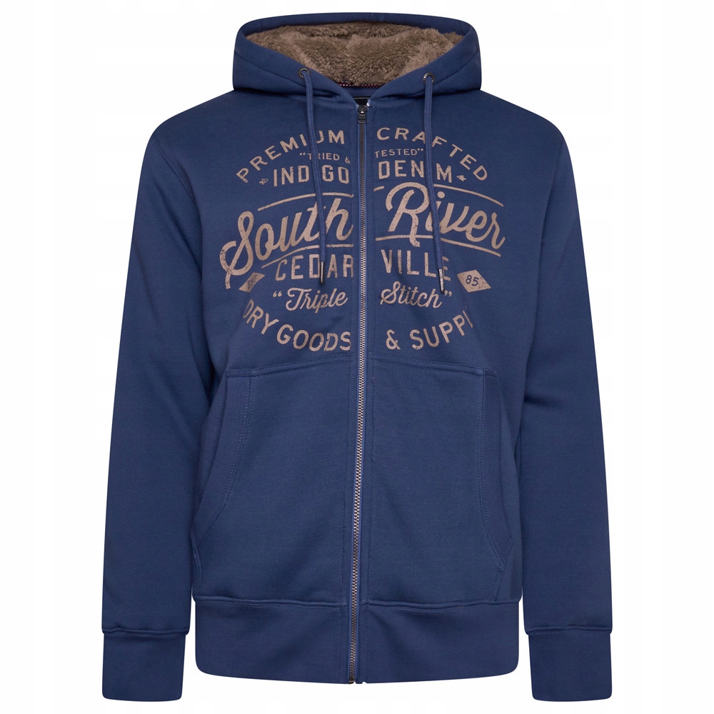 Kam mikina pánská Kbs 7087 s kožíškem nadměrné velikosti 6XL modrá