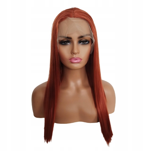 Paruka Lace Front rudá měď rudá paruka měděná 55 cm čepička Bonus