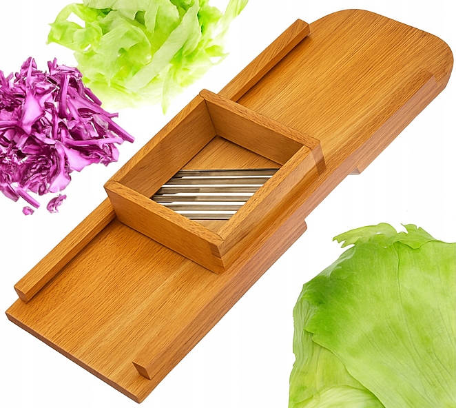 Dřevěný kráječ na zelí 3-nožový s zásuvkou Střední Olejovaný