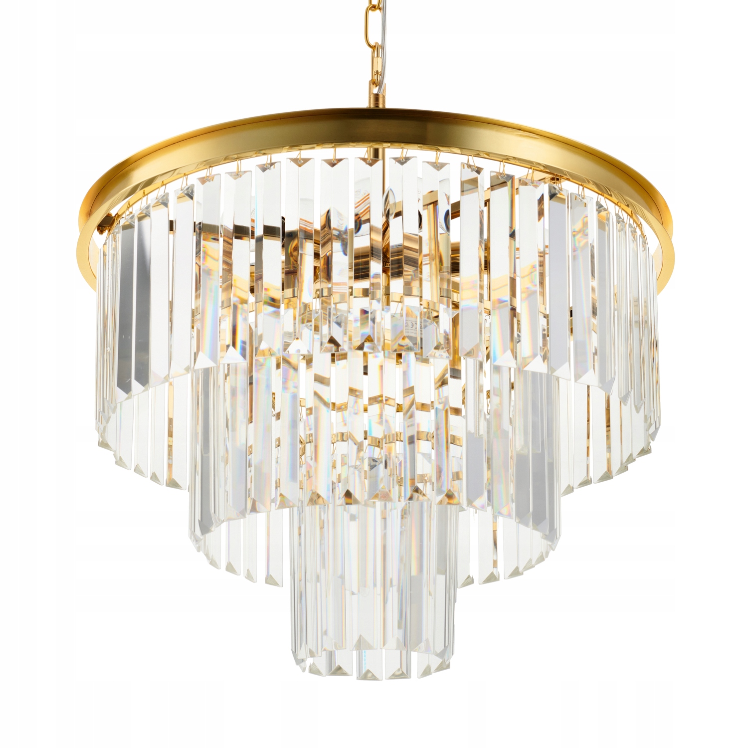 Dekorativní reprezentativní závěsná lampa s krystaly Splendore, zlatý obývací pokoj