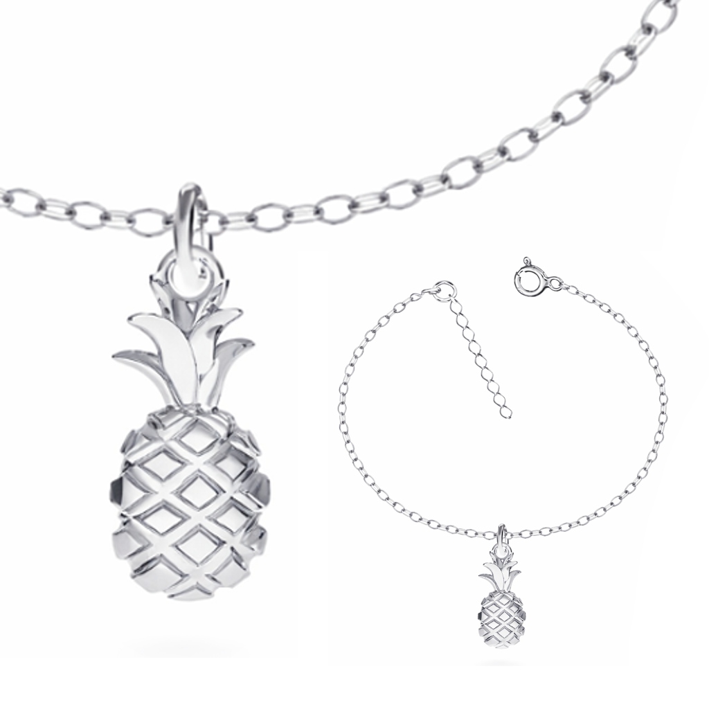 Ovoce Ananas Stříbrný náramek rolo oval stříbro 925