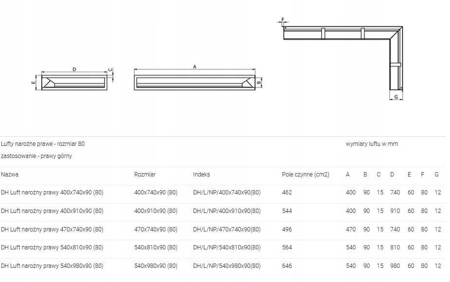 Kratka Luft Kominkowy Prawy 400x740x90 (80)Kominki Marka Defro