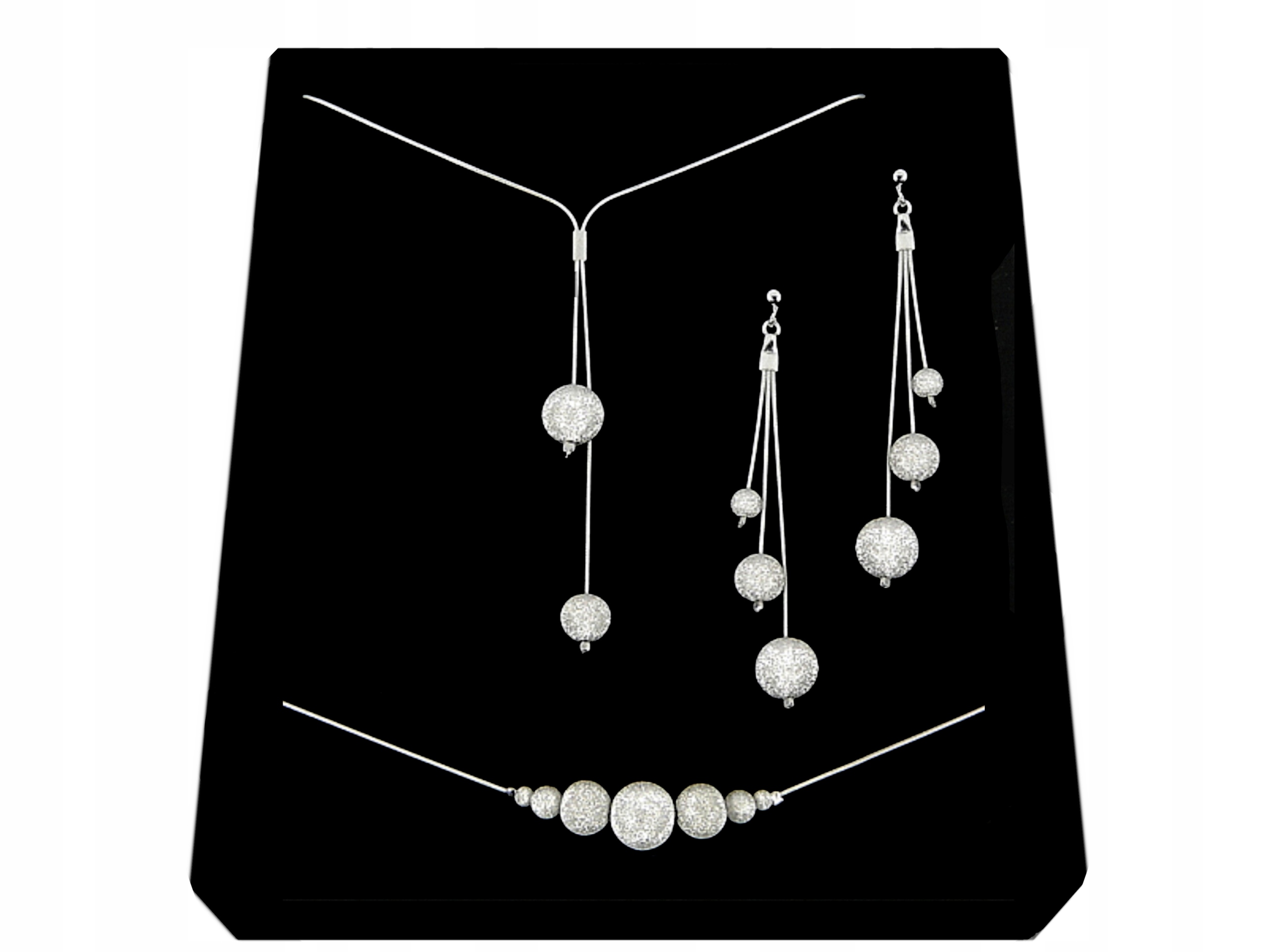 

Srebrny Komplet Kulki Diamentowane srebro 925