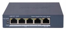 Hikvision DS-3E1505P-EI/M přepínač PoE 4xGigabit 45W Vlan 300 m 6 kV