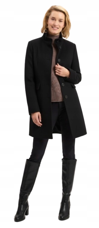 Gil Bret Černý Kabát Klasický S Knoflíky A Klasickým Límcem 46 Jqc