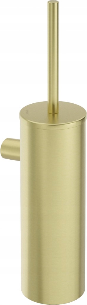 Okrúhla toaletná kefa vo farbe brúseného zlata, vhodná na montáž na stenu