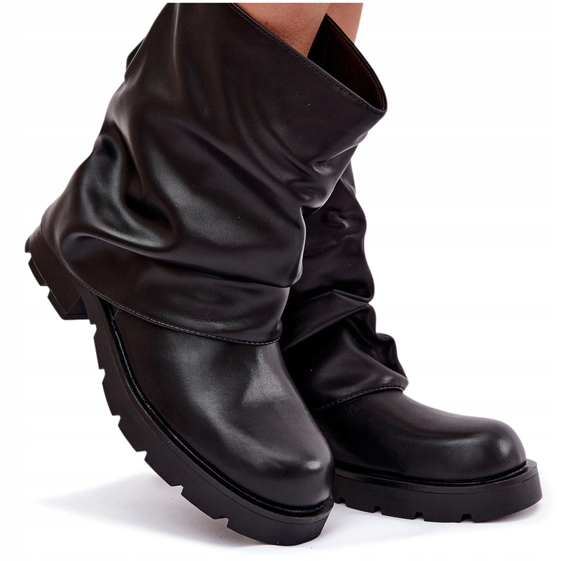 Dámské Kotníkové Boty Zateplené, Nazouvací, Nařasený Svršek Černé 37