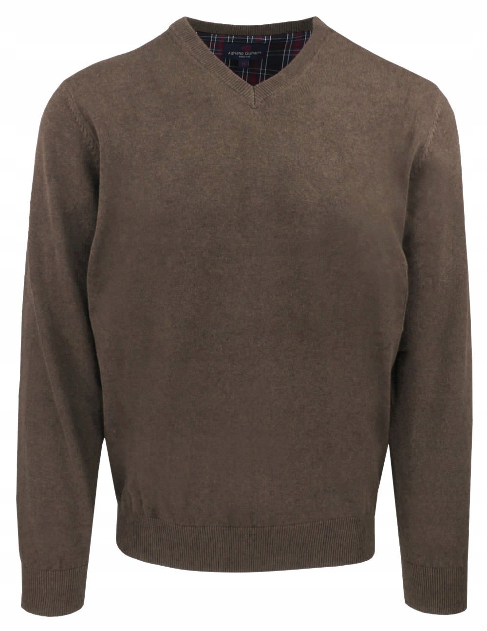 Pánský svetr s výstřihem do V (V-neck) Adriano Guinari Hnědý XXL