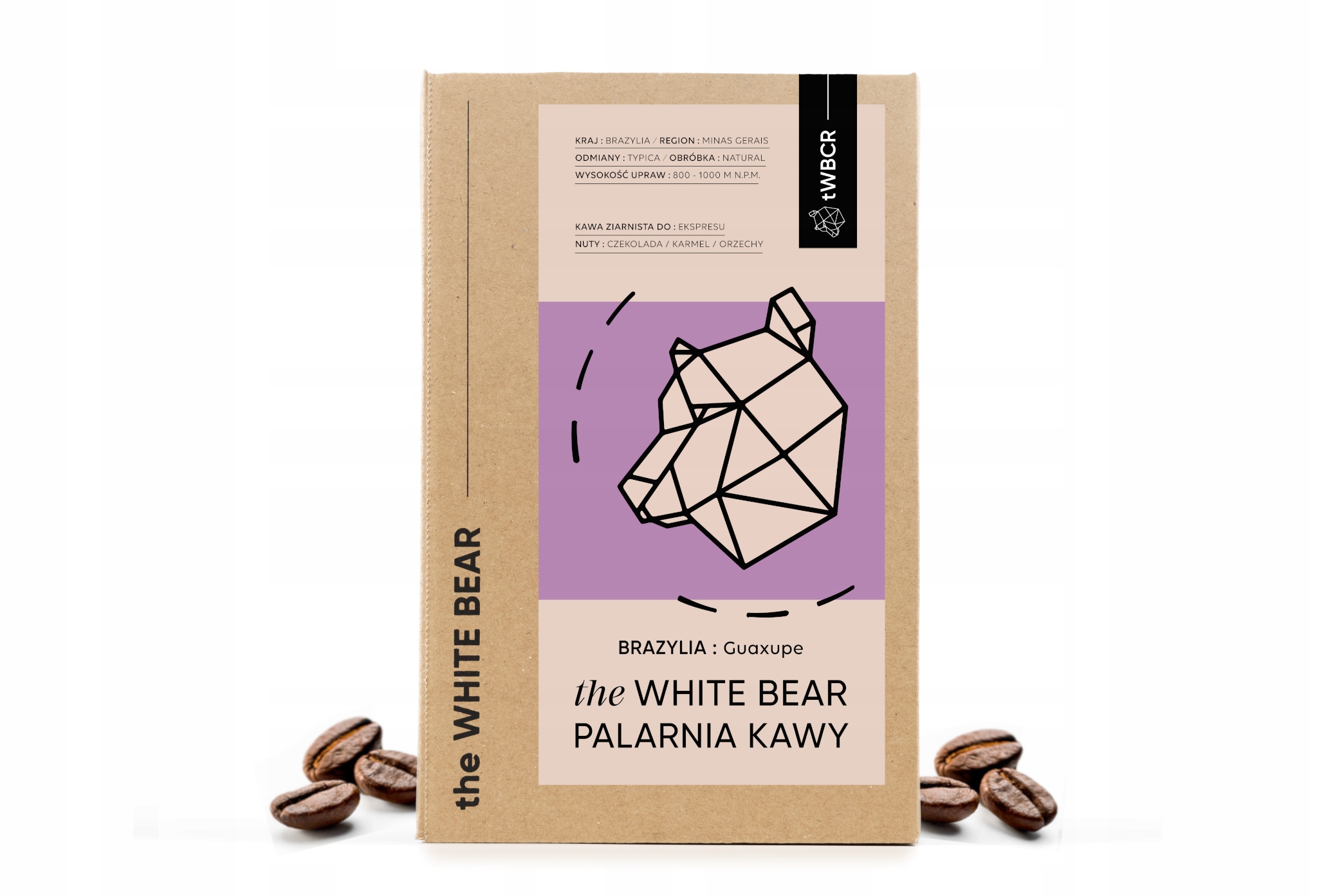 Levně Káva zrnková Arabica The White Bear Brazil Guaxupe A 1000 g sladkost