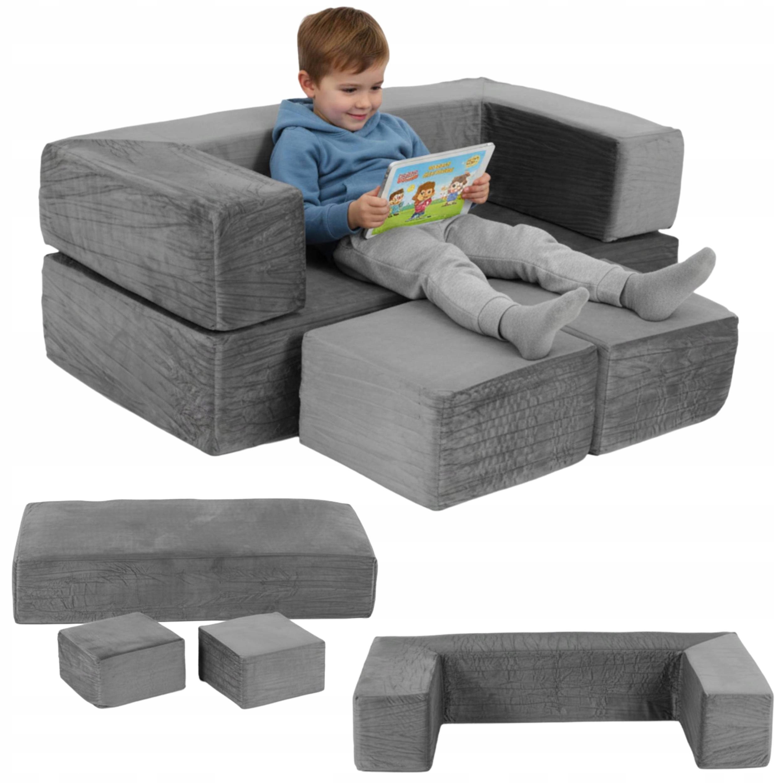 Sofa Modułowa Dla Dzieci Składana Wielofunkcyjna Miękkie Poduchy Fotel