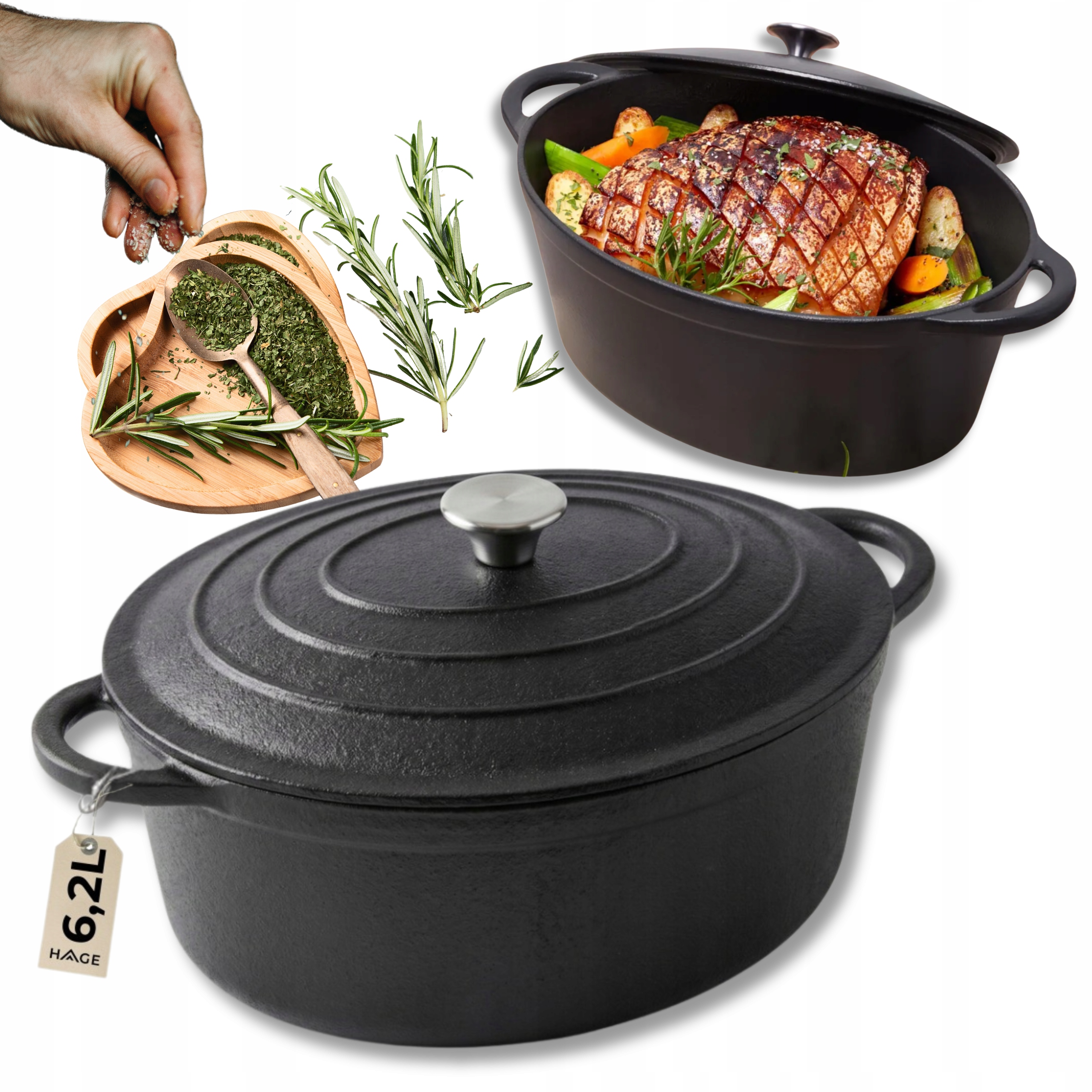 Pekáč Litinový Husík Velký Na Pečení 6,2 L Do Trouby Na Indukci