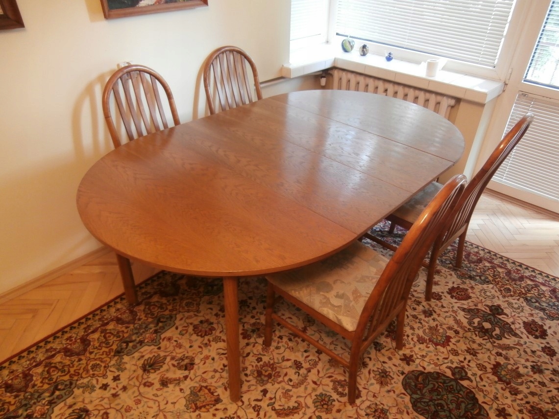 Stół 6 osobowy rozkładany z 4 krzesłami dębowy Kod producenta ---