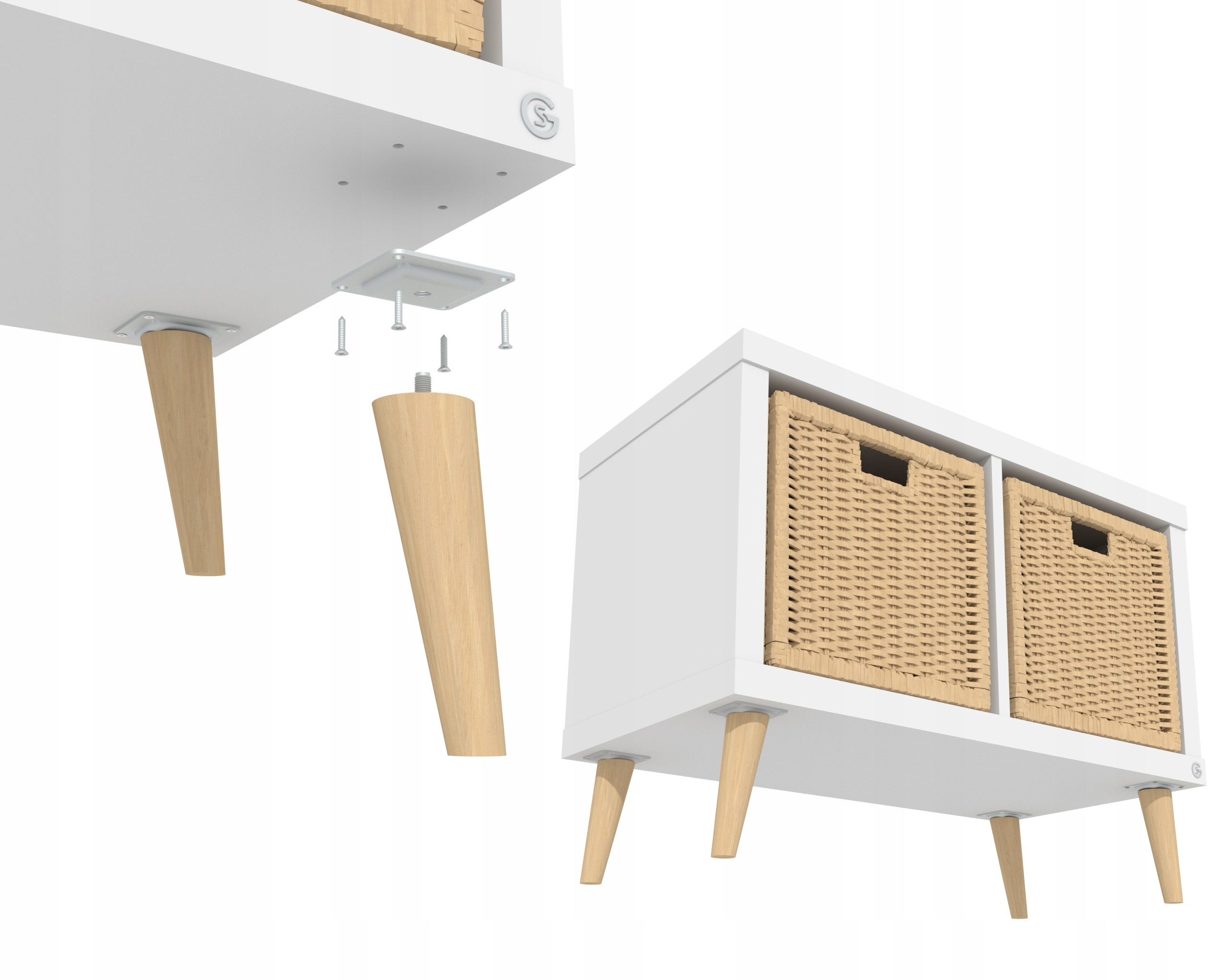 Nogi nóżki drewniane skośne zestaw mocowanie H 150 Materiał dominujący drewno