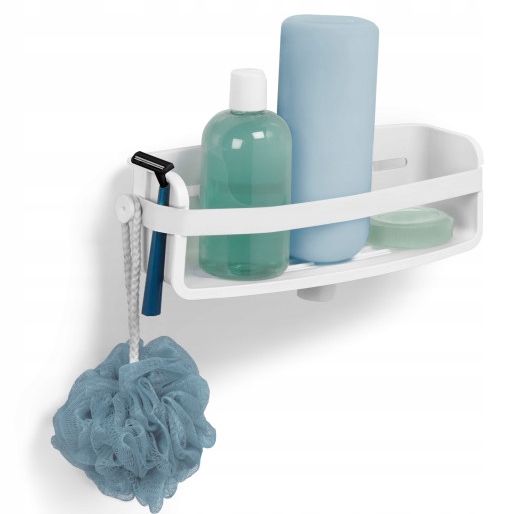 Sprchová polička bílá, organizér do koupelny na kosmetiku Flex