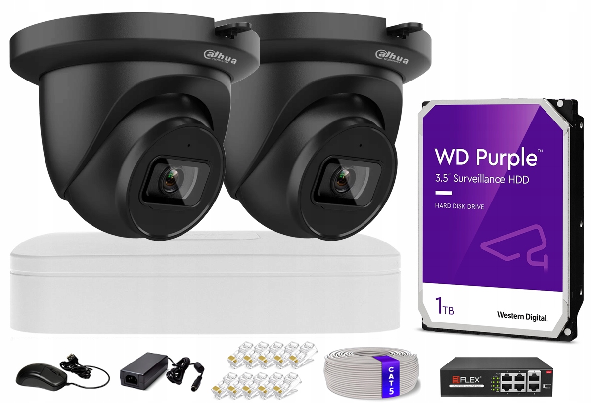 Ip monitorovací sada 2 kamery Dahua WizSense 4Mpx rekordér 4 kanály 1TB