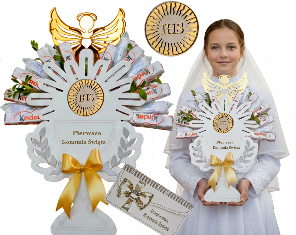 Levně Kalich K Prvnímu Svatému Přijímání sada sladkostí Dárek Na Svaté Přijímání Obálka Na Peníze