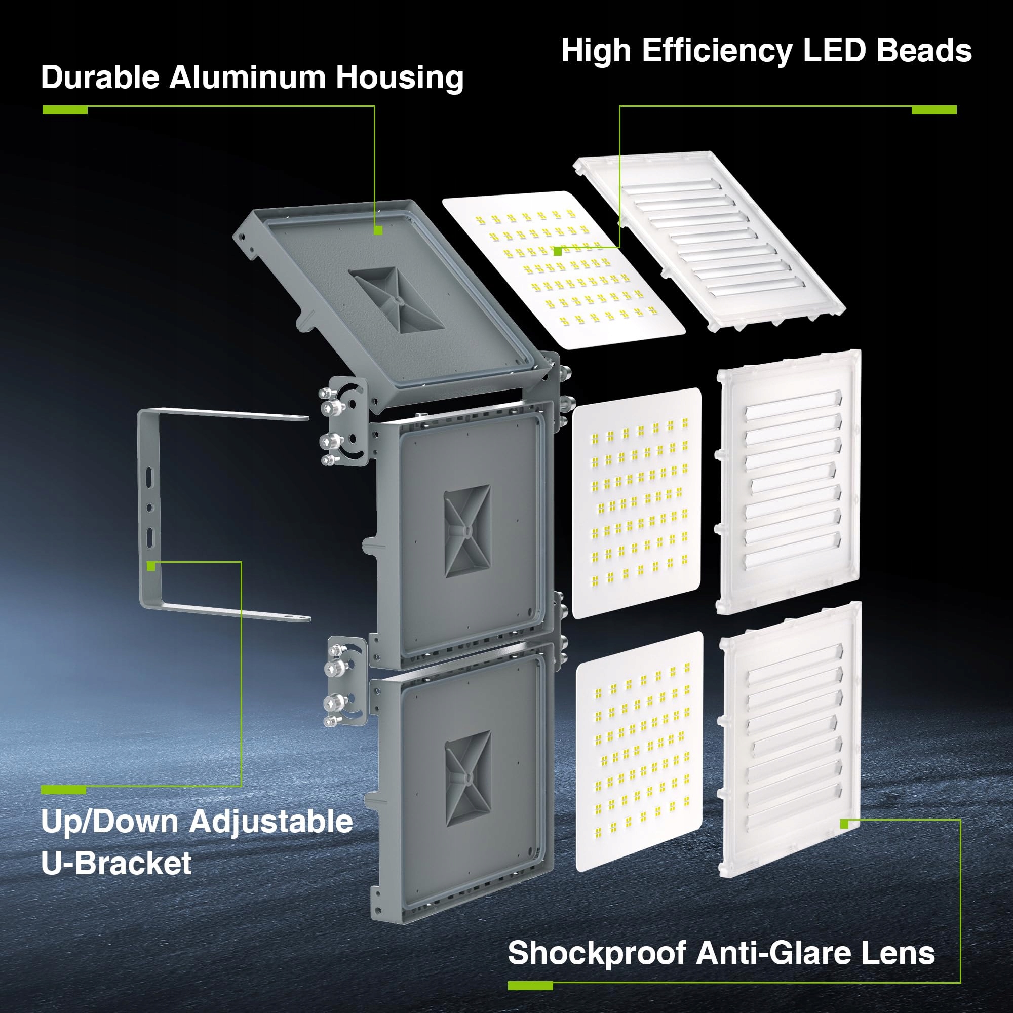 Naświetlacz LED 480W 40800lm 6000K IP66 Regulowany STASUN Stadion — miniatura 3