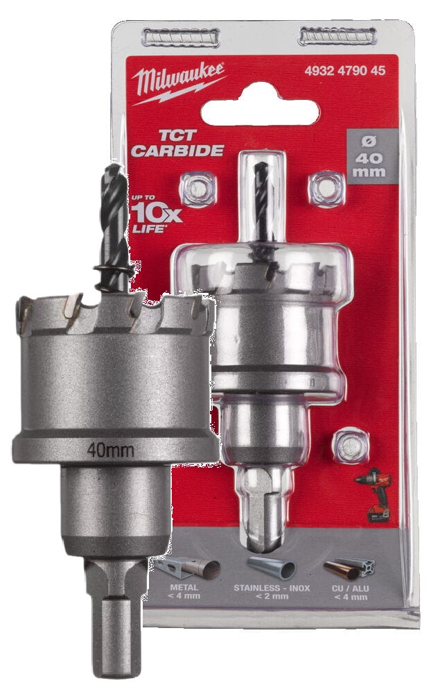 Milwaukee Otwornica z węglikiem do metalu stali alu Inox 40mm Tct