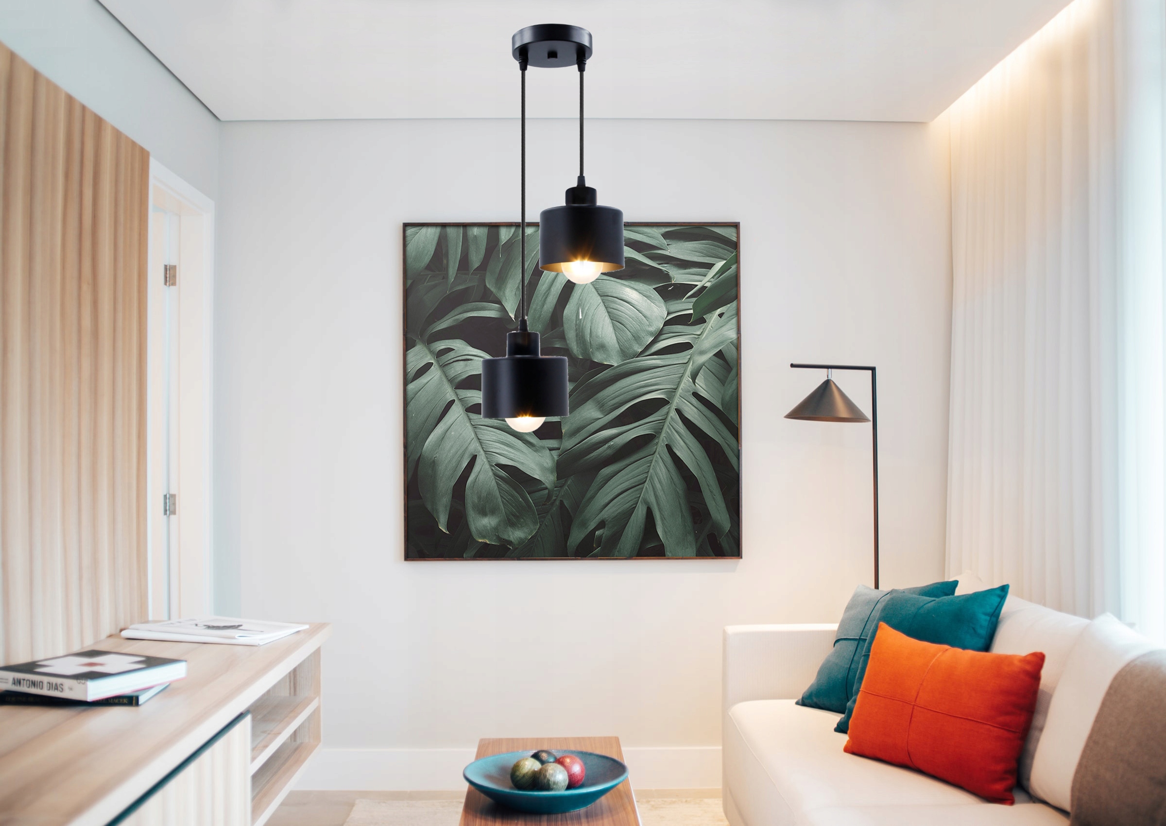 Lampa sufitowa wisząca żyrandol okrągła LED 2x E27 Zasilanie sieciowe