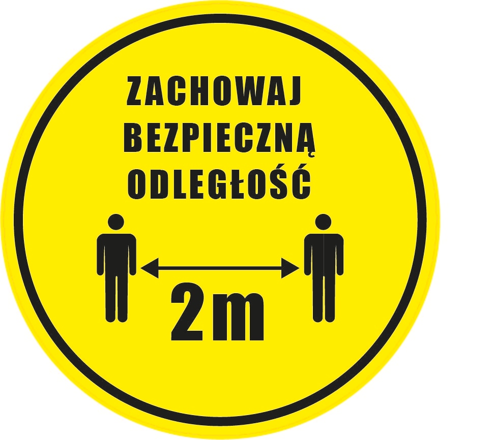 Naklejka ZACHOWAJ BEZPIECZNĄ ODLEGŁOŚĆ 2M