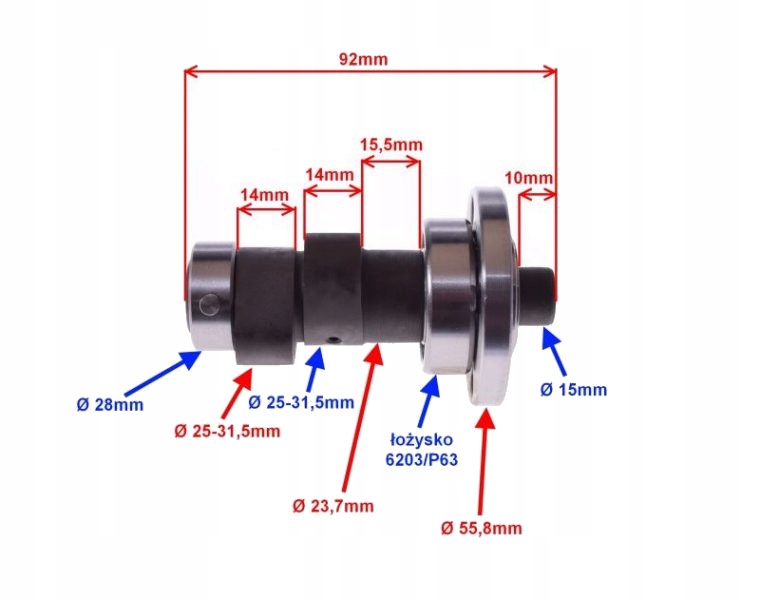 WAŁEK ROZRZĄDU SILNIK 156FMI 156 FMI BEZ KOŁA ROZRZĄDU Numer katalogowy części FM1137B321