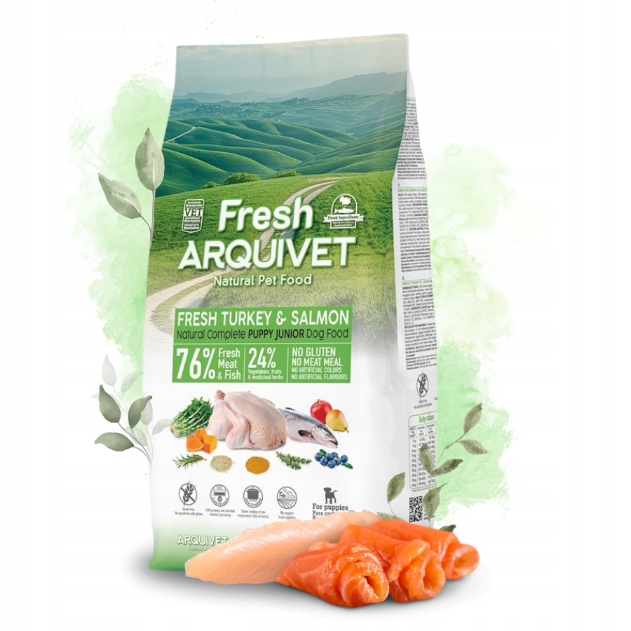 Levně Arquivet Fresh Puppy Junior Polovlhké krmivo pro štěňata Krůta Losos 10k