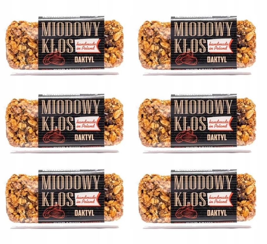 Batony Miodowy Kłos bez cukru z Daktylami 45g karton 18 sztuk