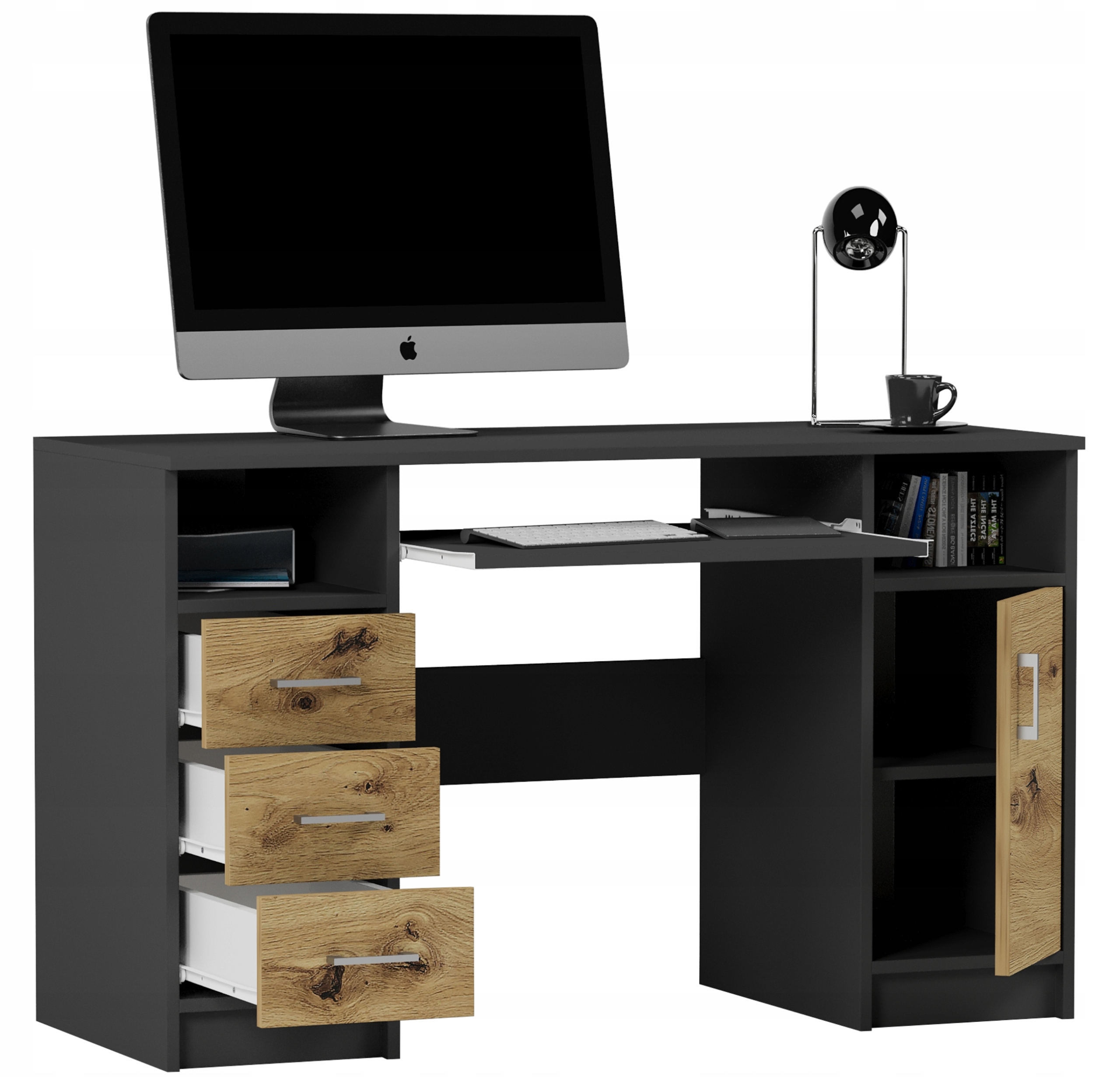 Biurko komputerowe stolik 124cm N-11 ANTRACYT MIX ARTISAN