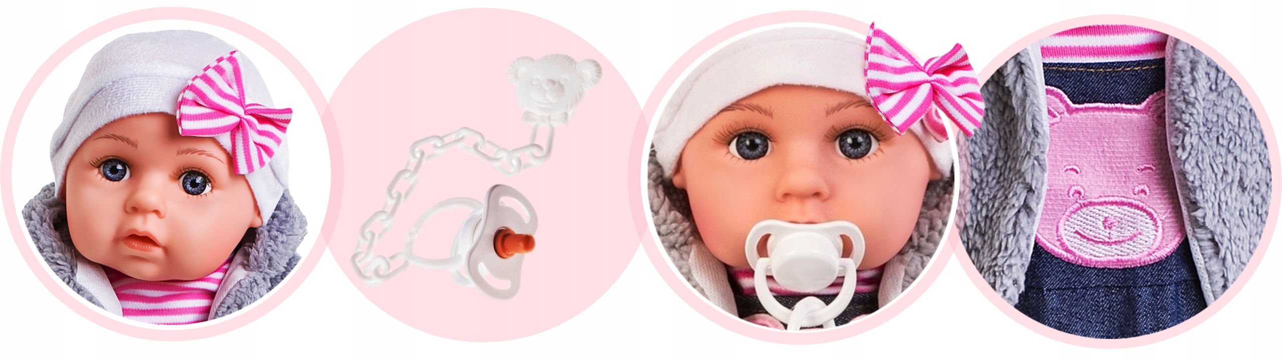 Duża Lalka bobas interaktywna MÓWI ŚPIEWA PL + SMOCZEK + PAMPERSY + BUTELKI Efekty dźwiękowe