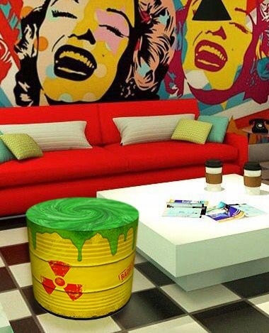 Okrągła pufa dekoracyjna - RADIOACTIVE Szerokość mebla 40 cm