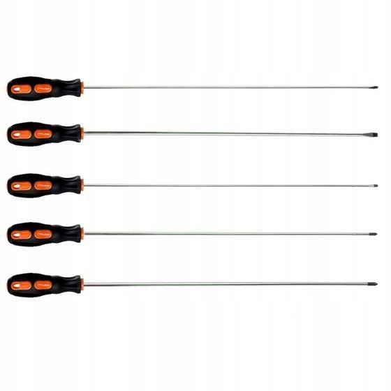 Wkrętaki Śrubokręty PH1 PH2 Płaskie Długie 450MM 4 Sztuki