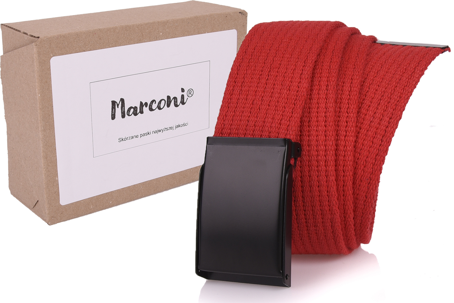 

Bawełniany Pasek 4cm Parciany Jeans Czerwony