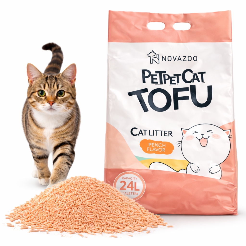 Stelivo pro kočky, tofu 10 kg, 24 l, broskvové, biologicky rozložitelné, hrudkující