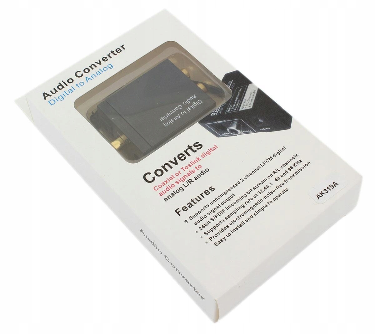 AK319A KONWER. SPDIF 2xRCA+JACK USB Waga produktu z opakowaniem jednostkowym 0.015 kg