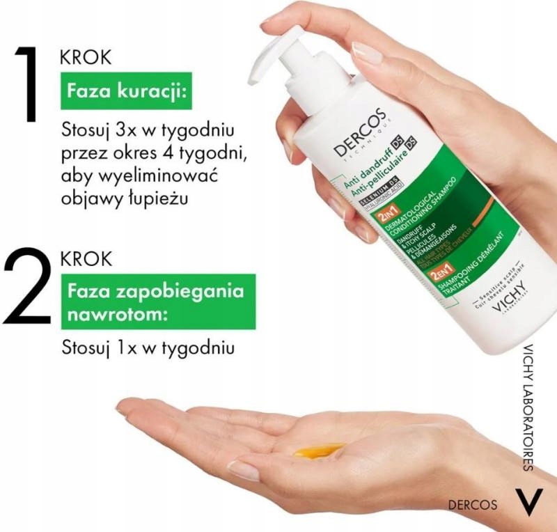 Vichy Dercos Szampon Przeciwłupieżowy z odżywką 2w1, 390 ml