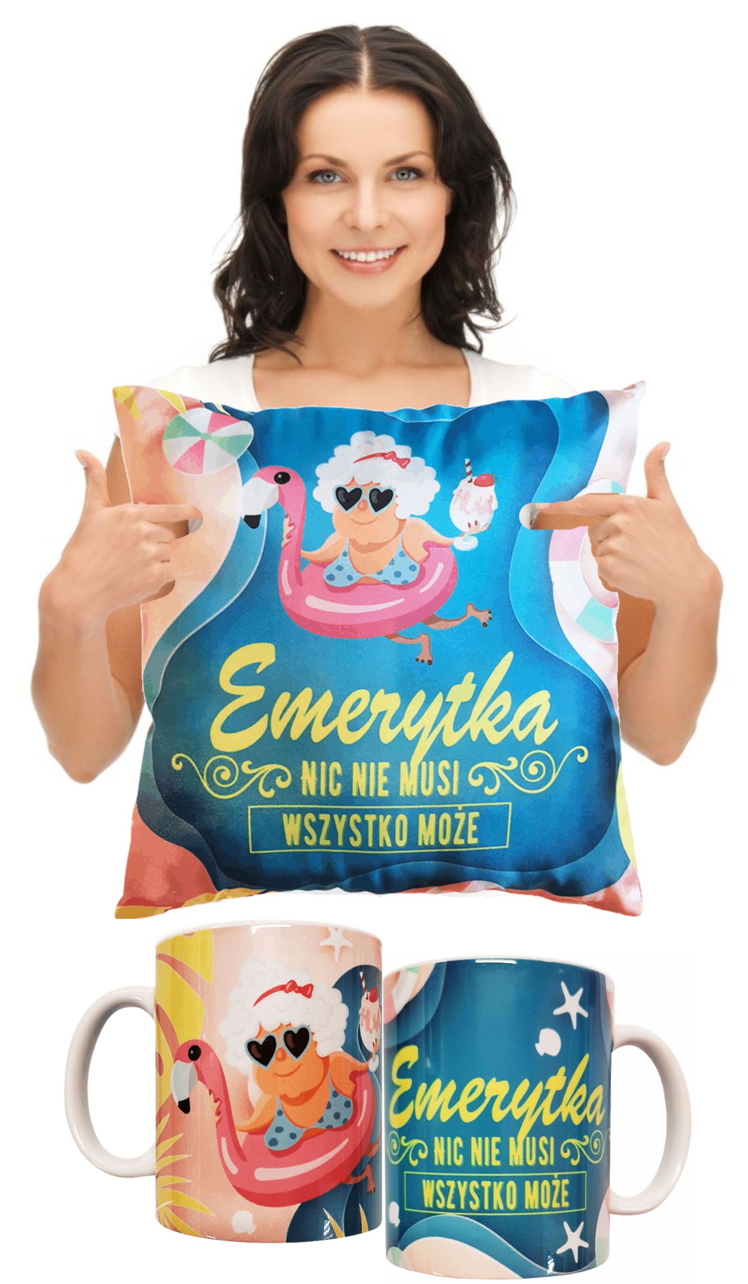 

Poduszka i kubek prezent Na Emeryturę dla emerytki