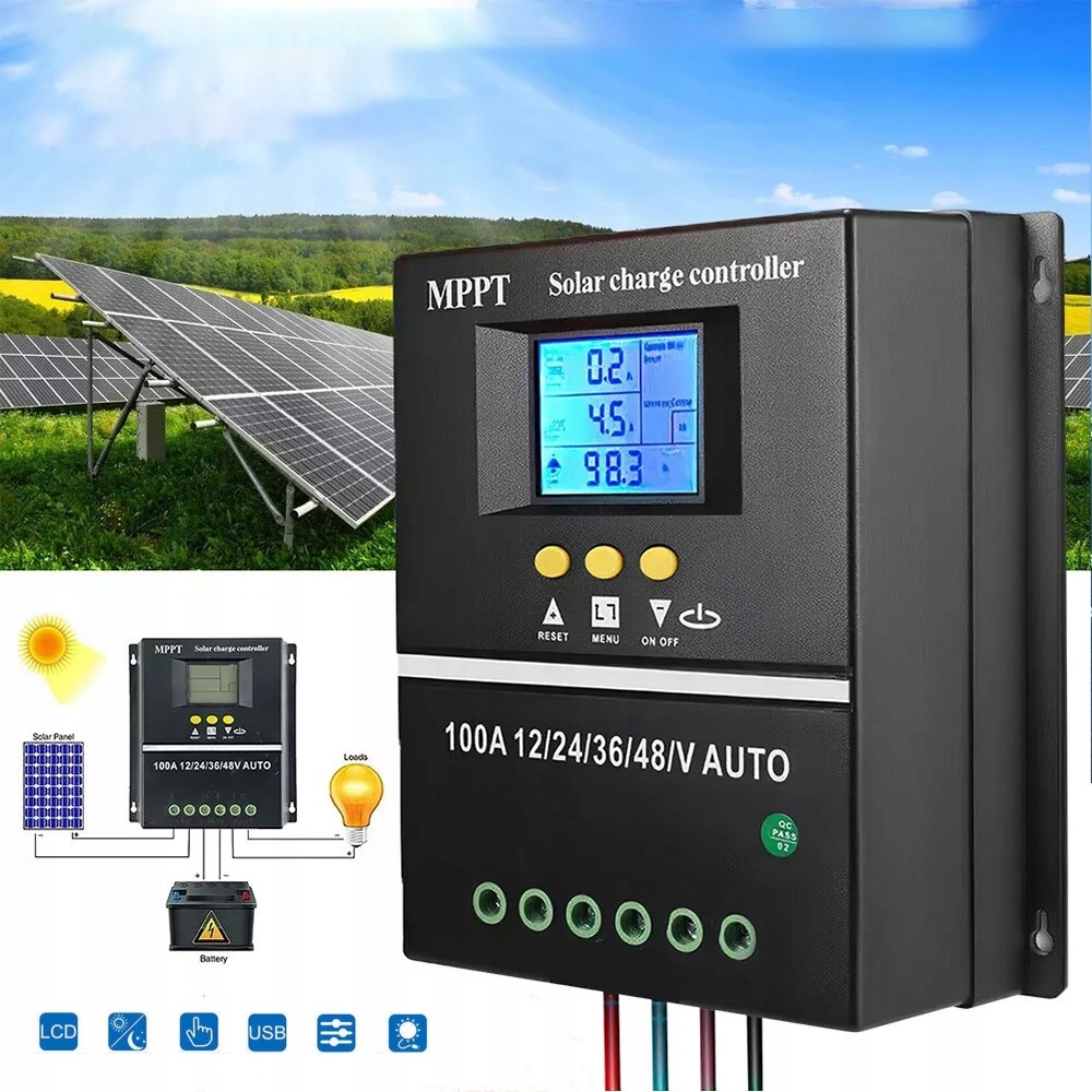Solární regulátor nabíjení Mppt&pwm kompatibilní Auto 100A Smart 4000W LCD
