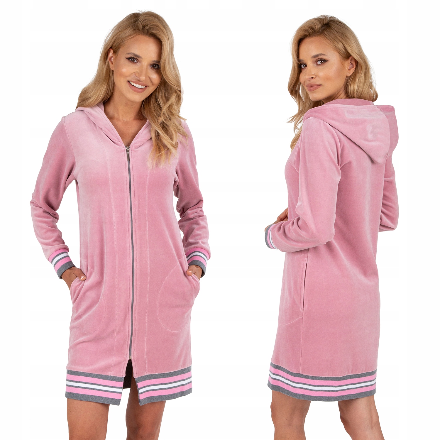 Vivisence 5018 Dámský župan s kapucí růžový XL