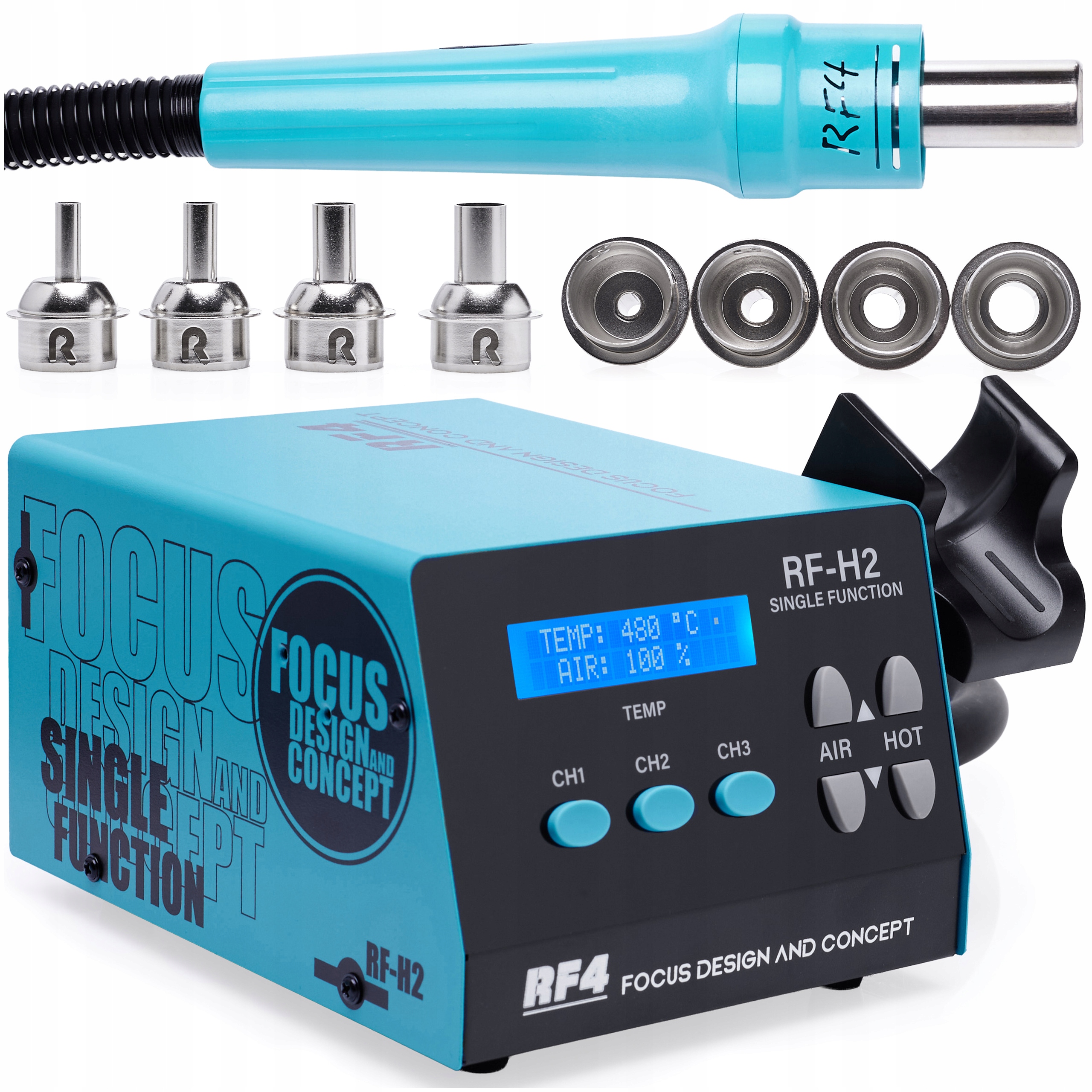 Výkonná Pájecí Stanice RF4 RF-H2 Hot-air Vestavěná Turbína 1000W 4 Trysky