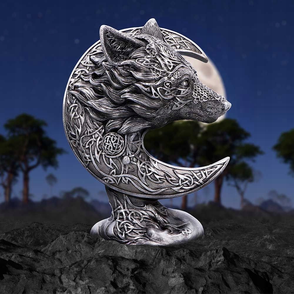 Vlk Měsíc Celtic Crescent Wolf and Moon Ornament figurka Originál