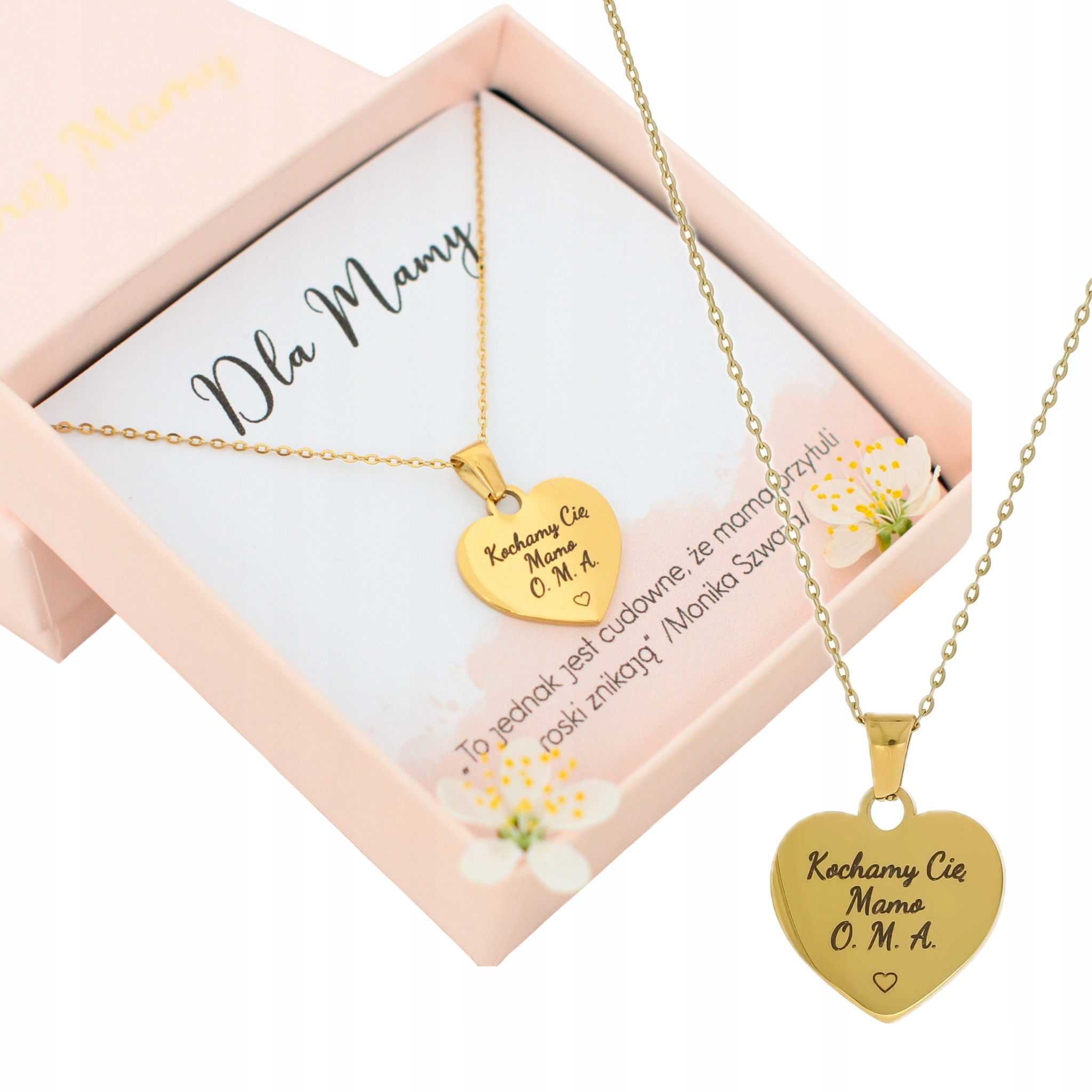 Naszyjnik dla mamy serduszko z grawerem kochamy cię mamo inicjały dzieci