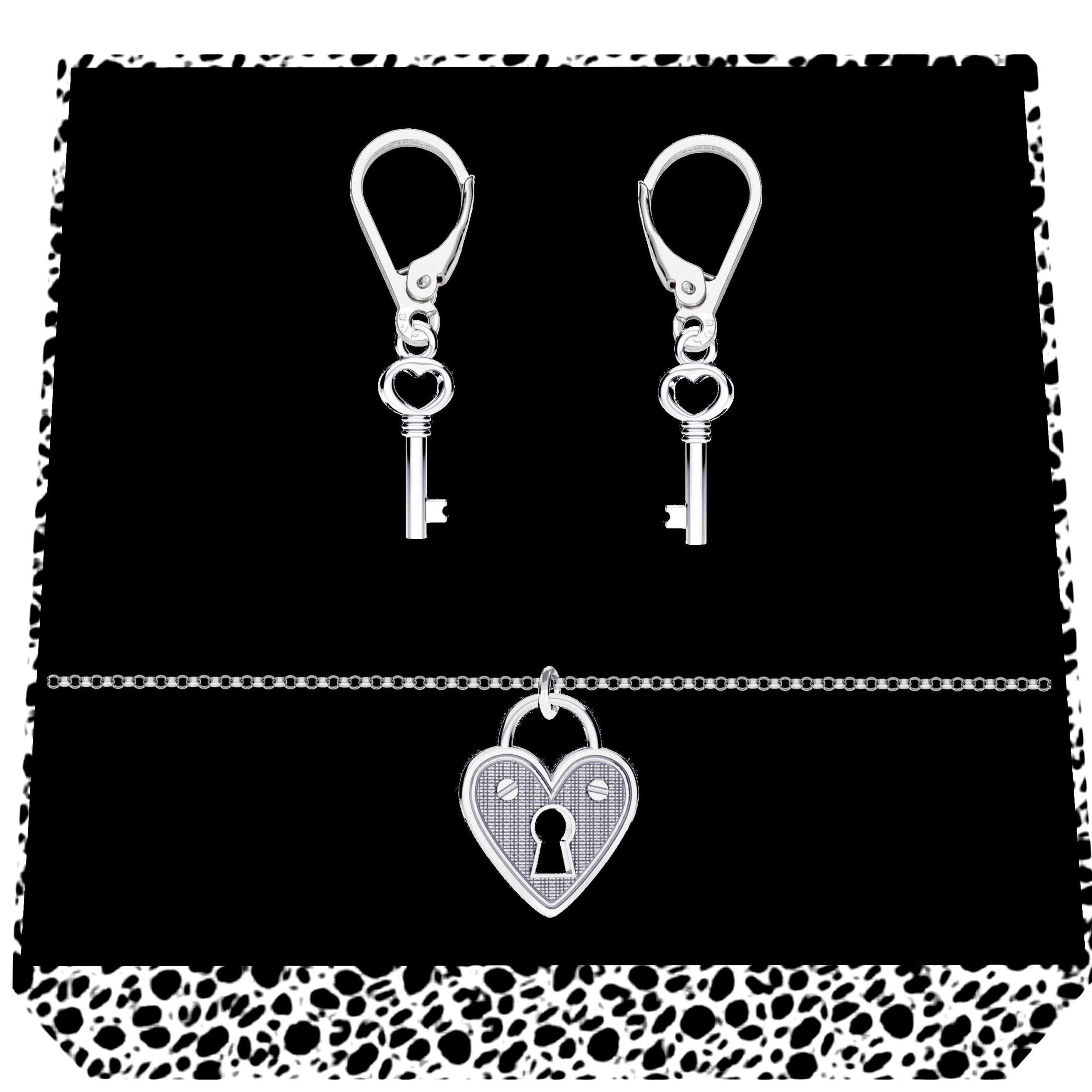 Sada stříbrných šperků 925 Zámek a klíč Symbol lásky a spojení