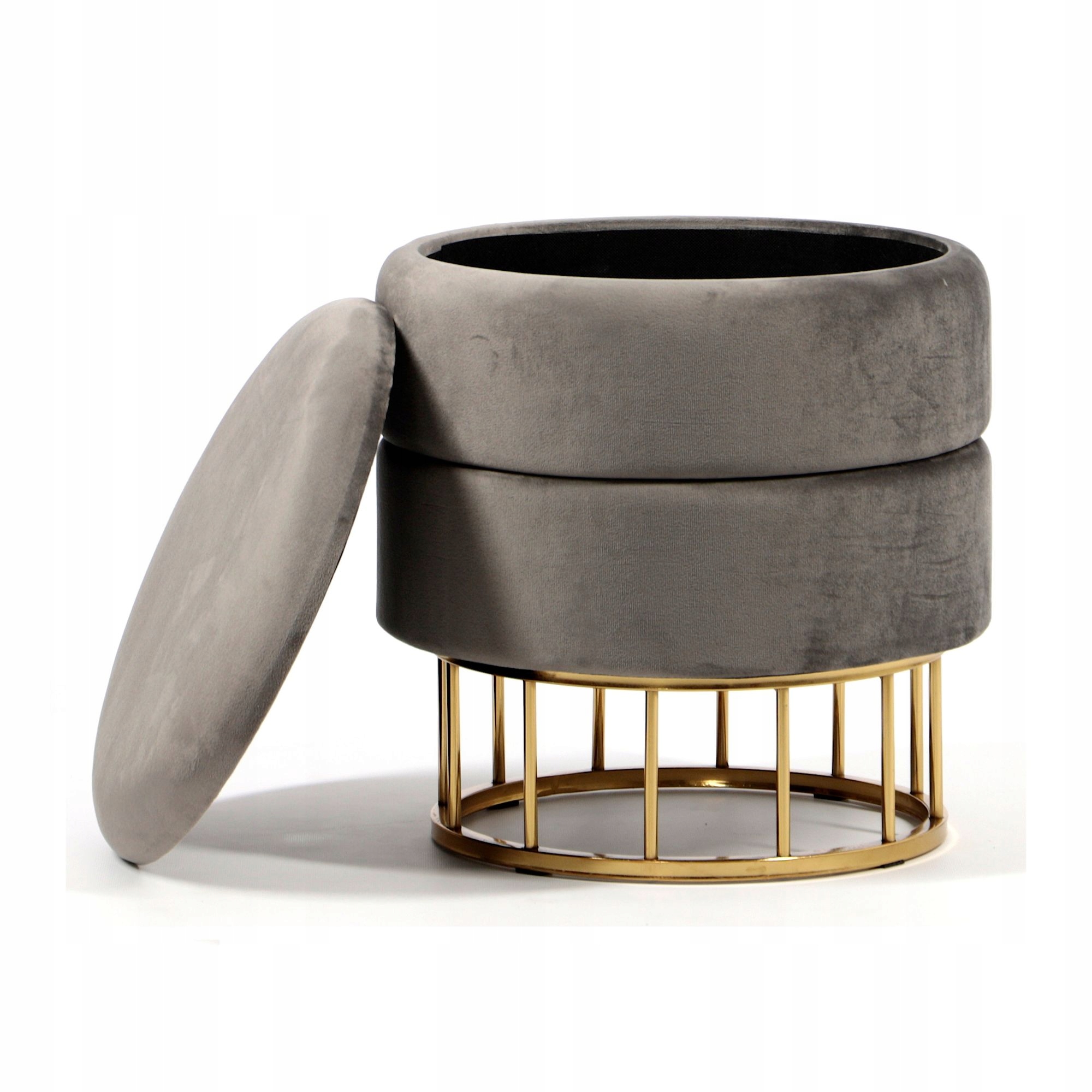 Pufa Welurowa Złota Szara Welur OTWIERANA 41cm Kolekcja BASKO