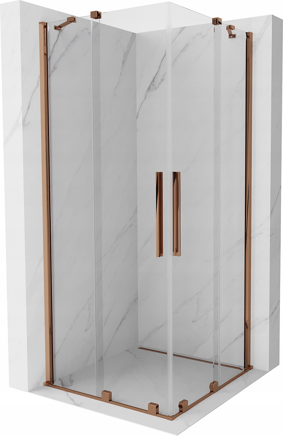 Mexen Velar Duo Sprchový Kout 100x100, Průhledný, Růžové Zlato