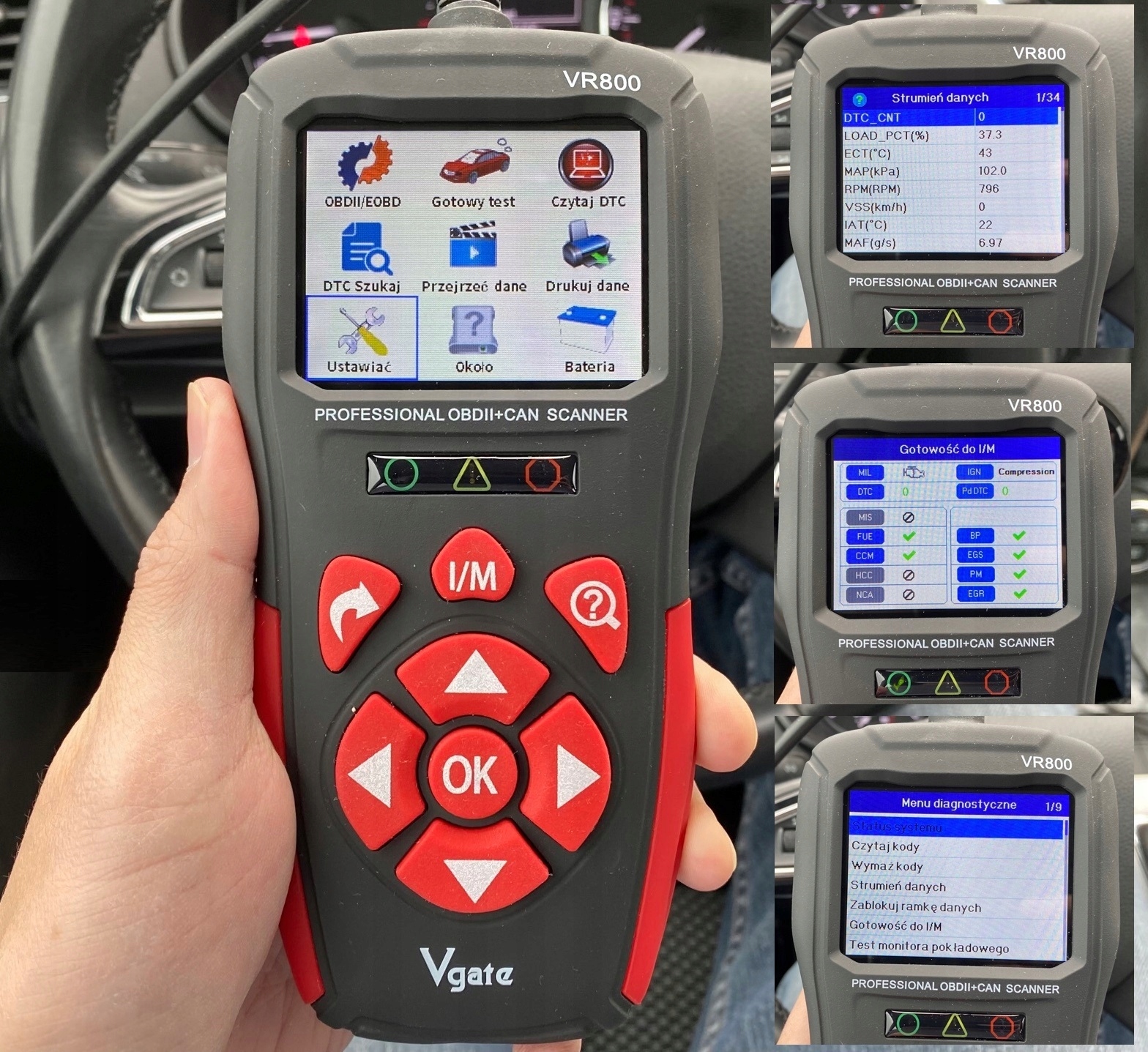 Vgate VR800 Interfejs diagnostyczny Tester SKANER OBD2 PL Marka Vgate