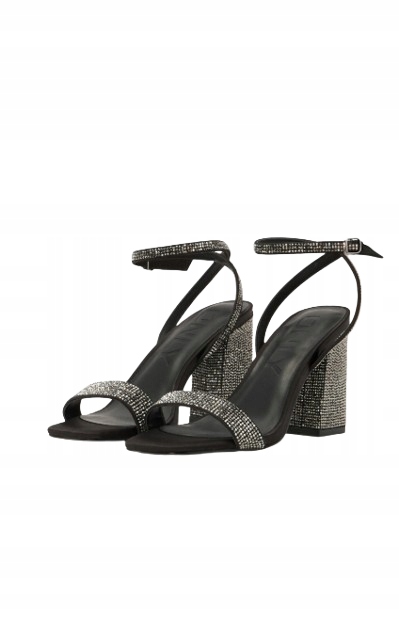 Only Černé Sandály S Třpytivým Páskem A Plochým Podpatkem 39 T7A