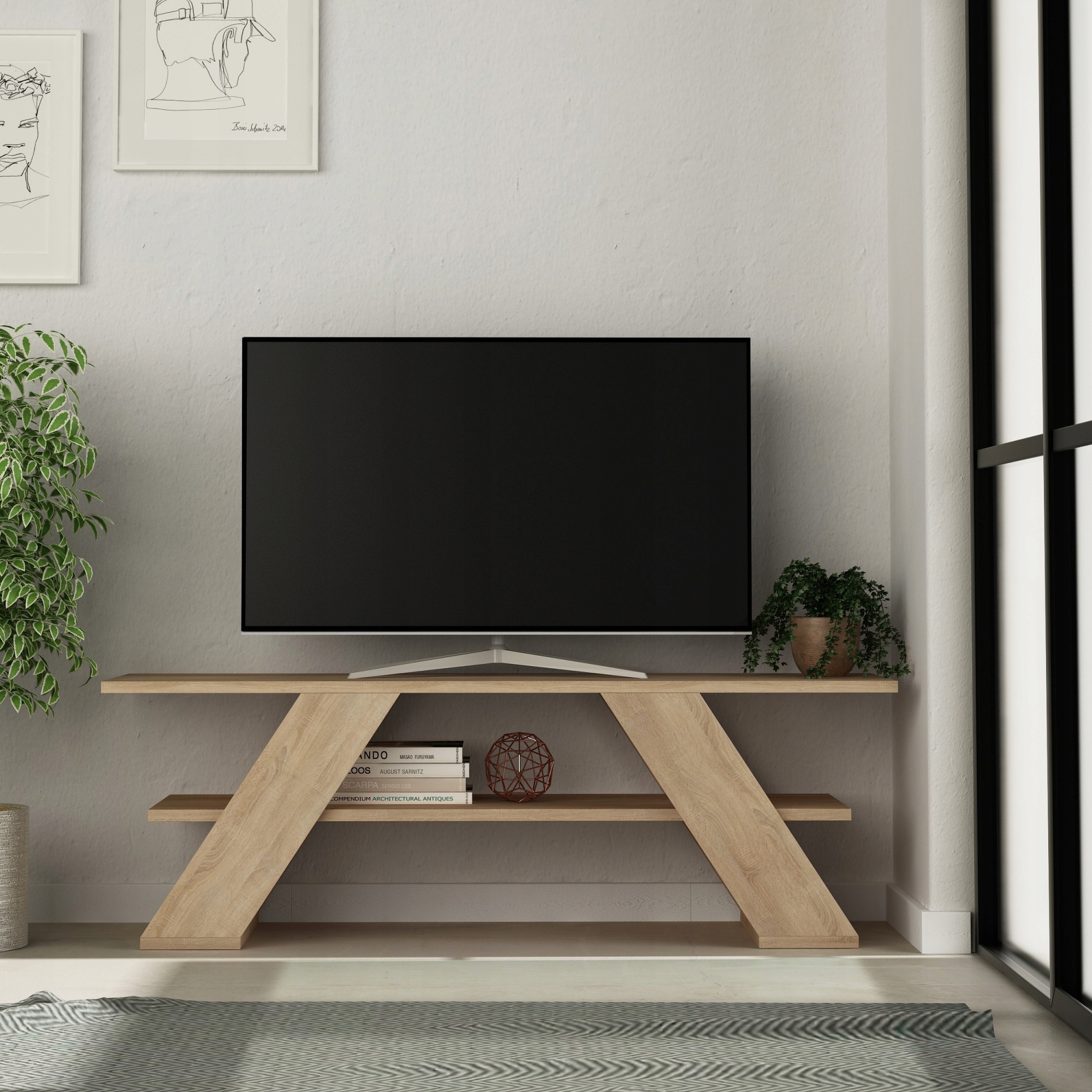 Tv stolík Houseland Farfalla 120 cm dub prírodný